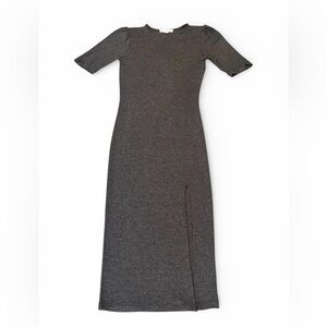 Shabby Chic Charcoal Grey Short Sleeve Long Knit Dress Women' Size Small